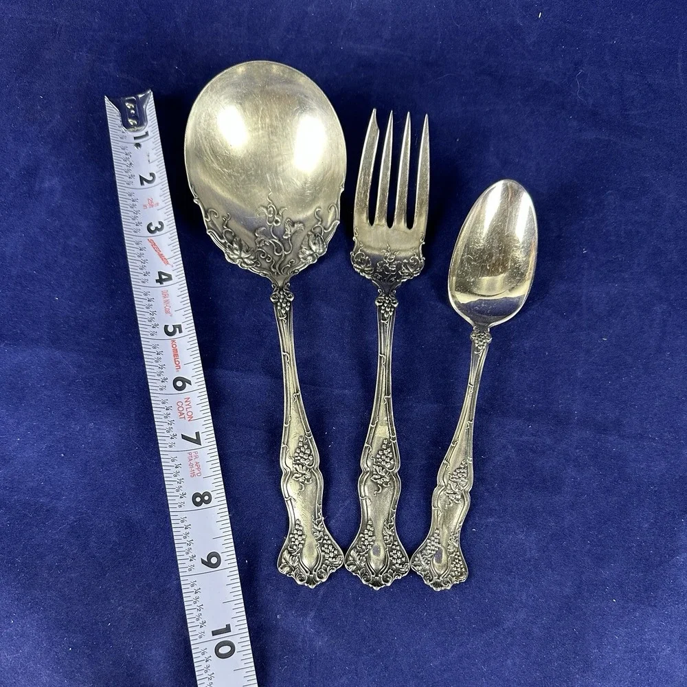 1847 Rogers/International VINTAGE Grape Silverplate Serving Spoon Fork & Spoon